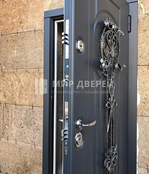 Дверь входная темно серая - фото