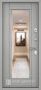 Дверь металлическая с зеркалом серая бьянко №22 внутренняя - фото