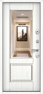 Дверь входная металлическая зеркало белый матовый цвет №23 внутренняя - фото