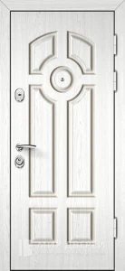 Стальная дверь светлая в коттедж №9 внешняя - фото