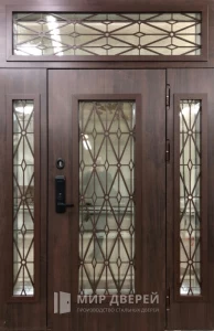 Входная дверь с фрамугой и боковыми вставками №13 внешняя - фото